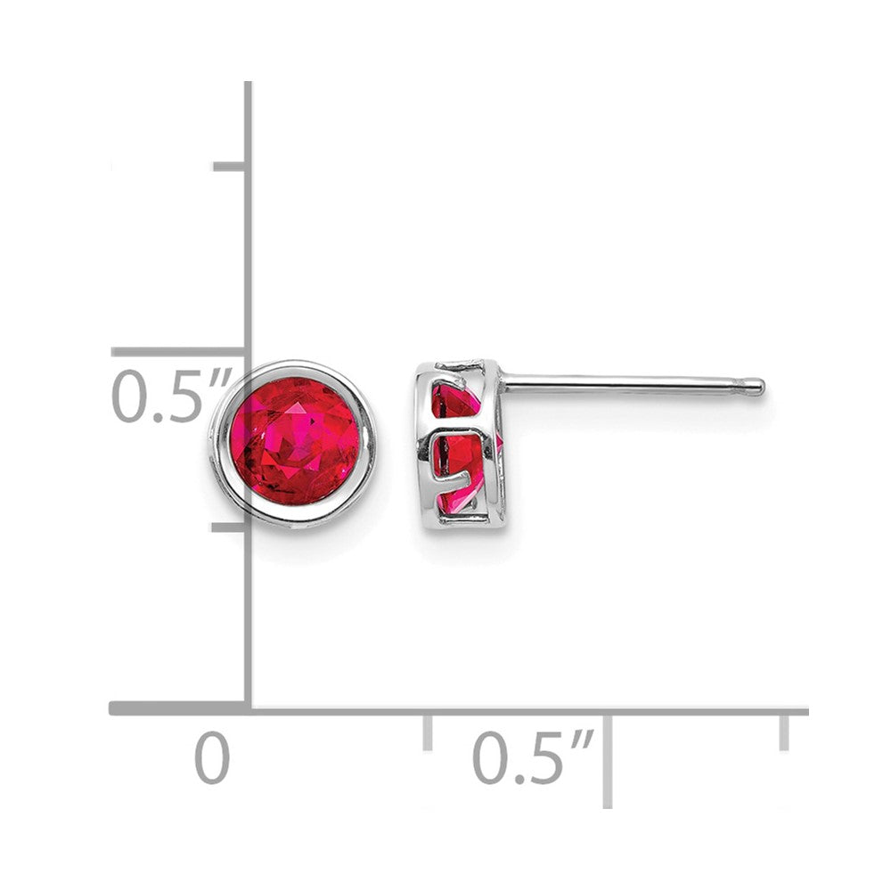 14k White Gold 5mm Bezel Ruby Stud Earrings