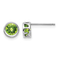 14k White Gold 5mm Bezel Peridot Stud Earrings