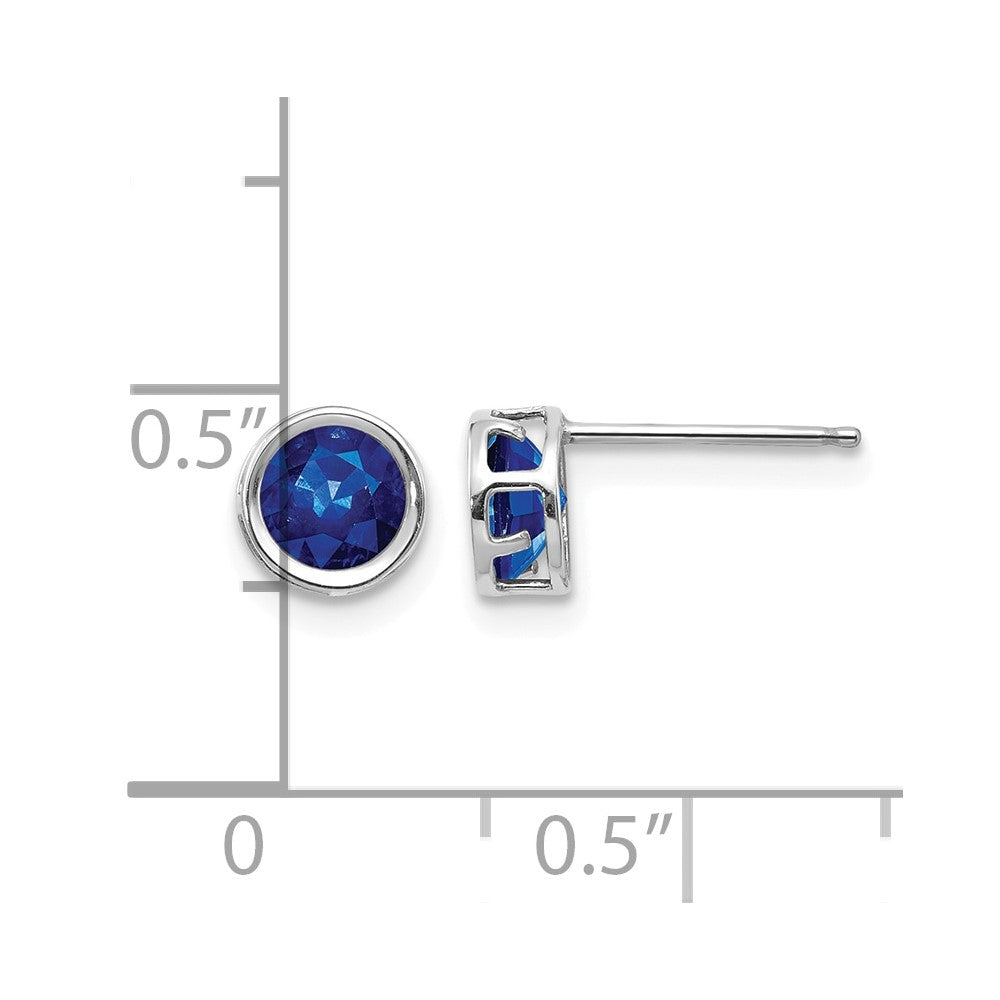 14k White Gold 5mm Bezel Sapphire Stud Earrings