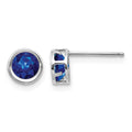 14k White Gold 5mm Bezel Sapphire Stud Earrings