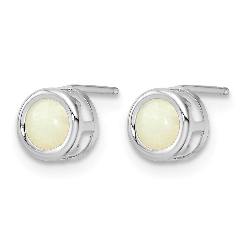 14k White Gold 5mm Bezel Opal Stud Earrings