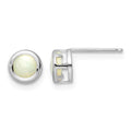 14k White Gold 5mm Bezel Opal Stud Earrings