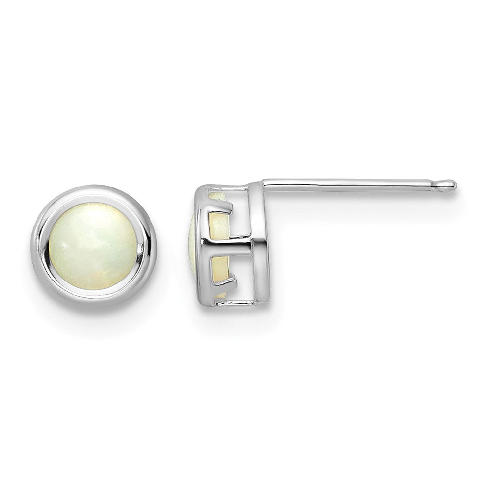 14k White Gold 5mm Bezel Opal Stud Earrings
