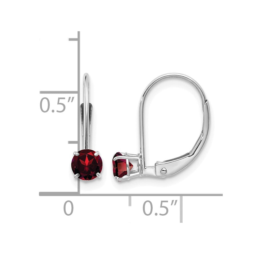 14k White Gold 4mm Garnet/January Earrings