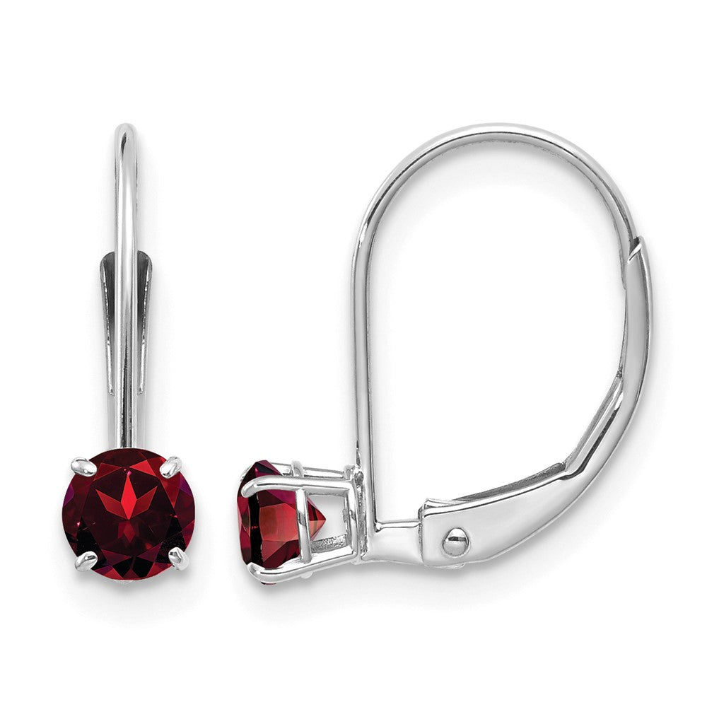 14k White Gold 4mm Garnet/January Earrings