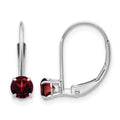 14k White Gold 4mm Garnet/January Earrings