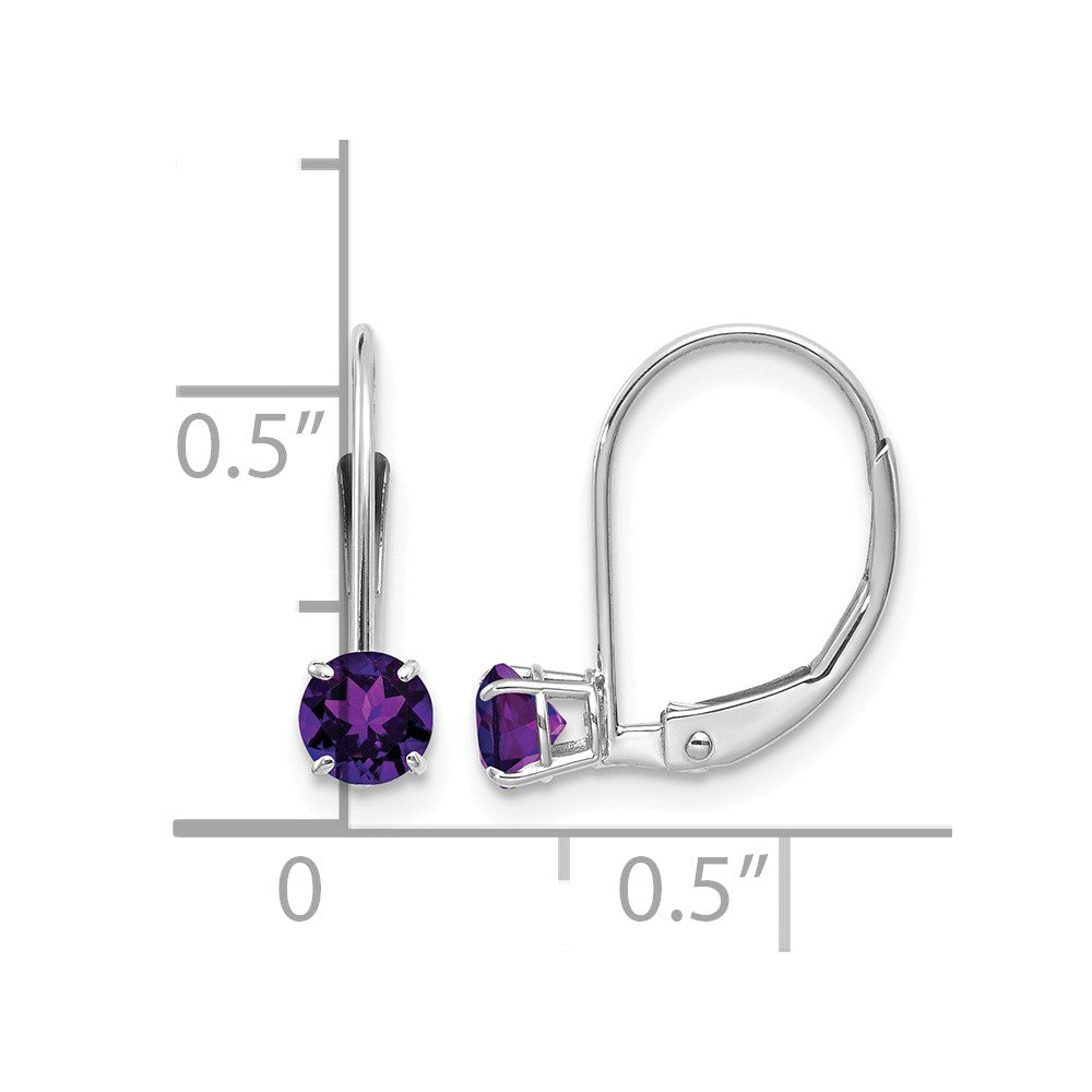 14k White Gold 4mm Amethyst/February Earrings