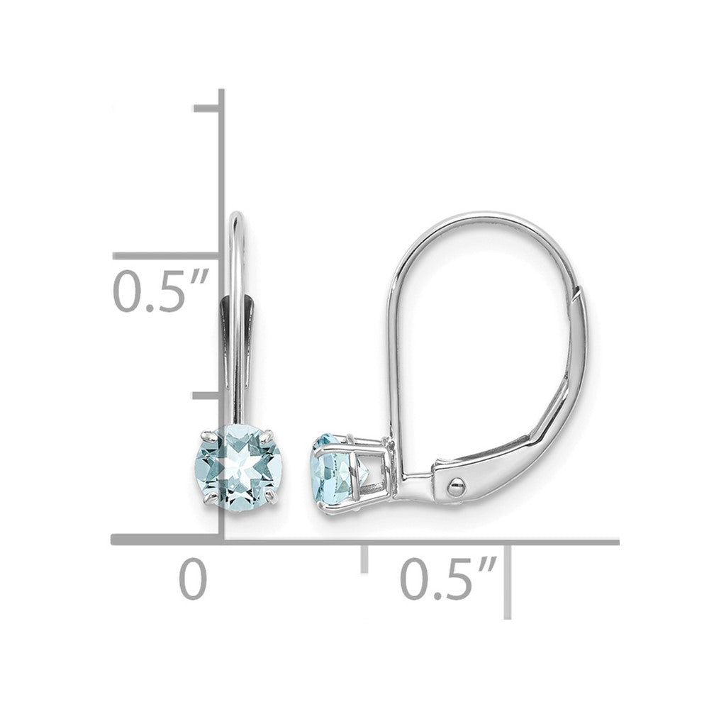 14k White Gold 4mm Aquamarine/March Earrings