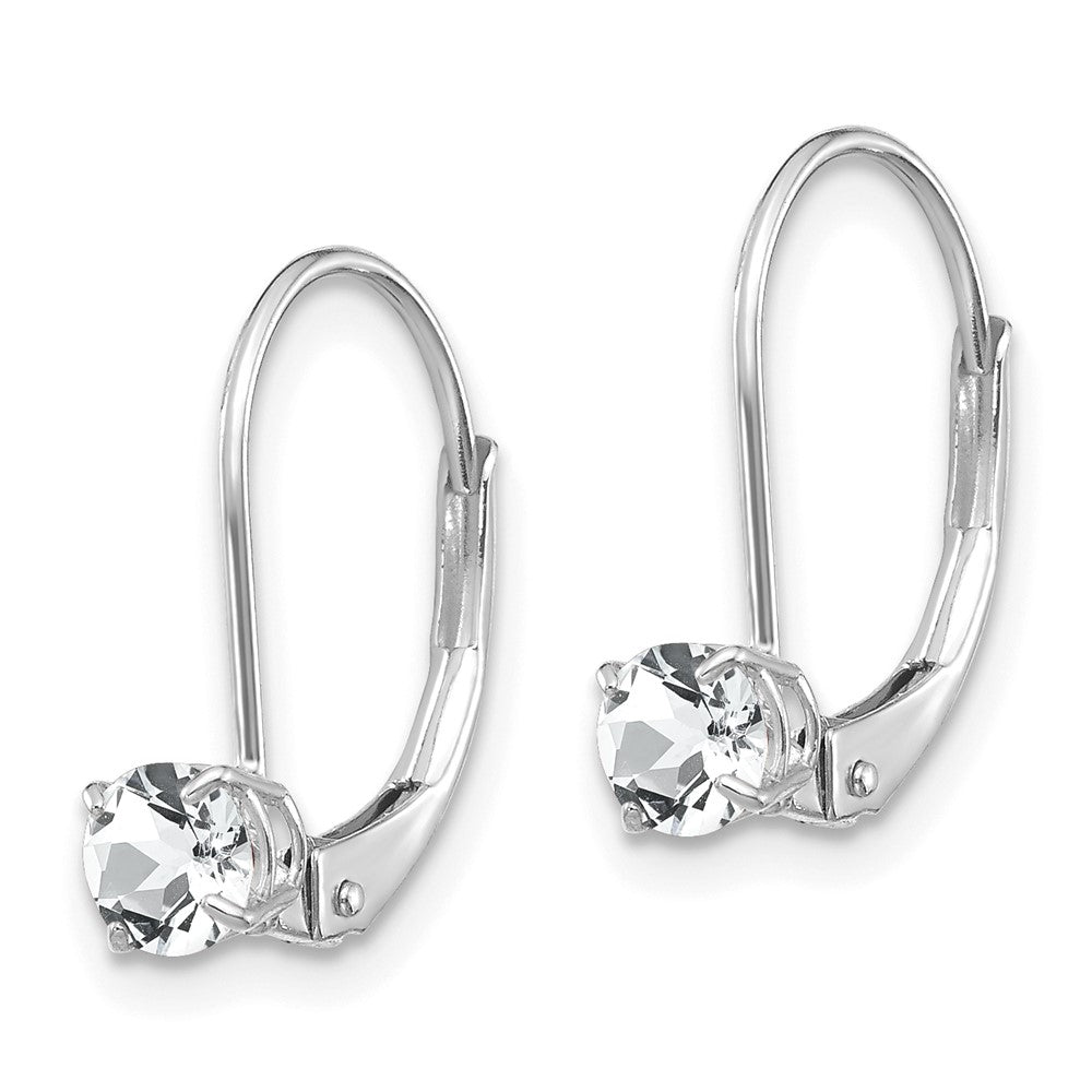 14k White Gold 4mm White Topaz/April Earrings
