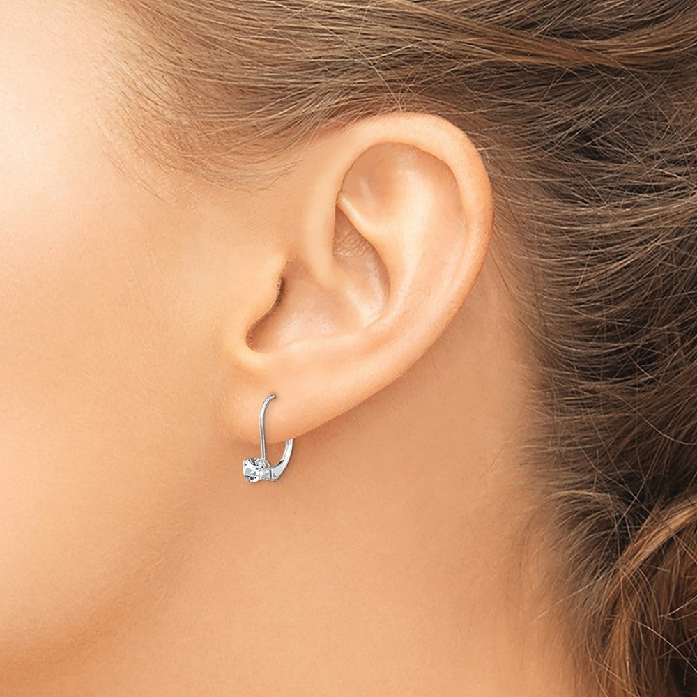 14k White Gold 4mm White Topaz/April Earrings