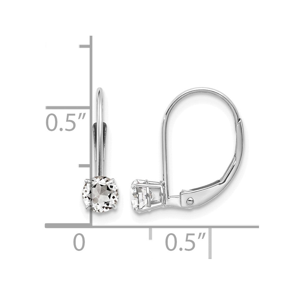 14k White Gold 4mm White Topaz/April Earrings