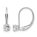 14k White Gold 4mm White Topaz/April Earrings
