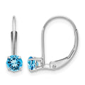14k White Gold 4mm Round December/Blue Topaz Leverback Earrings