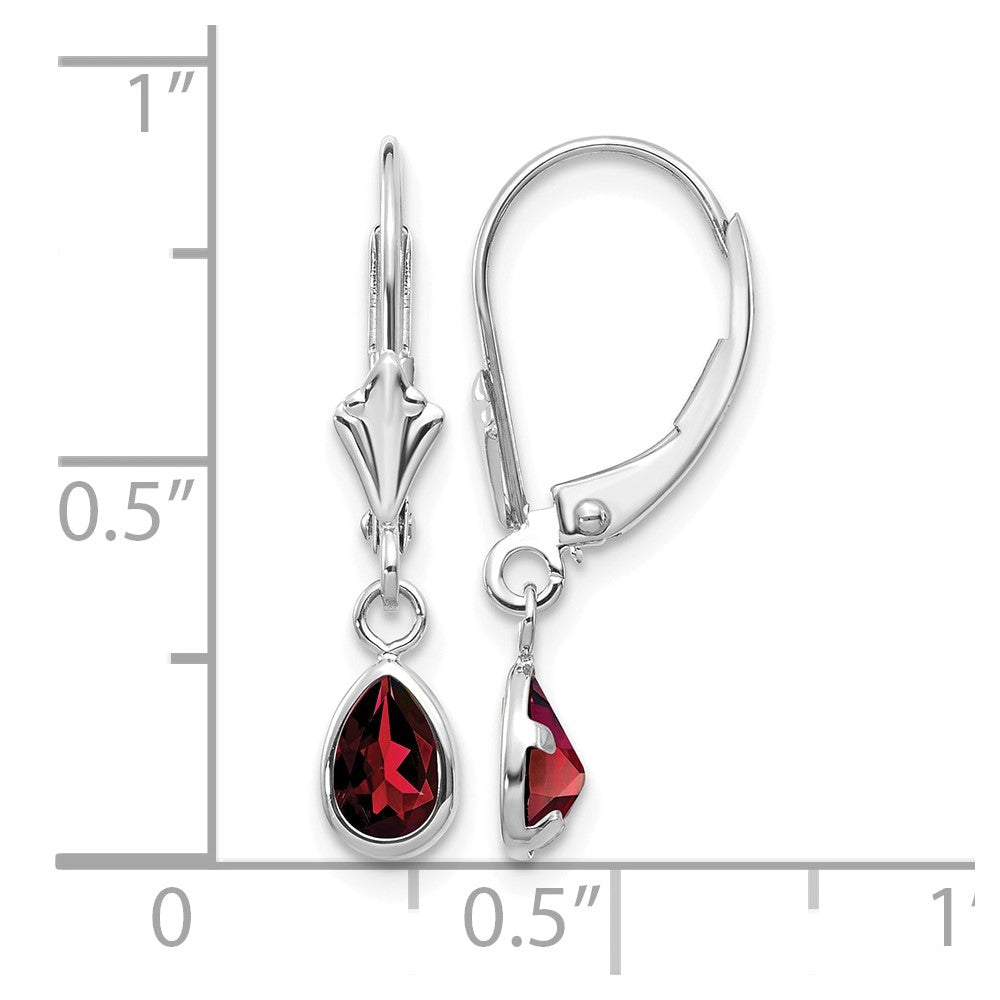 14k 6x4mm White Gold Garnet/January Earrings