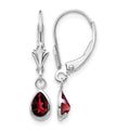 14k 6x4mm White Gold Garnet/January Earrings