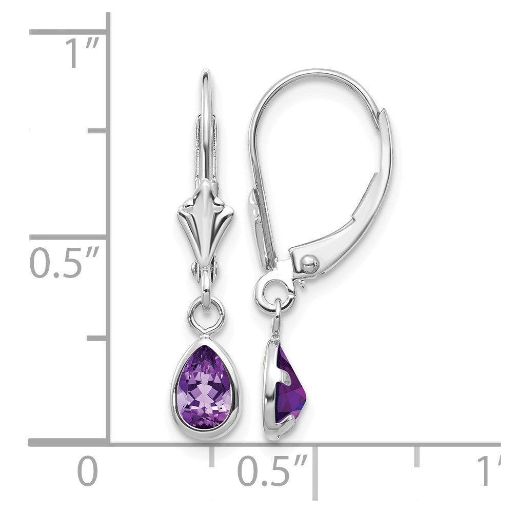 14k 6x4mm White Gold Amethys/February Earrings