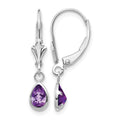 14k 6x4mm White Gold Amethys/February Earrings