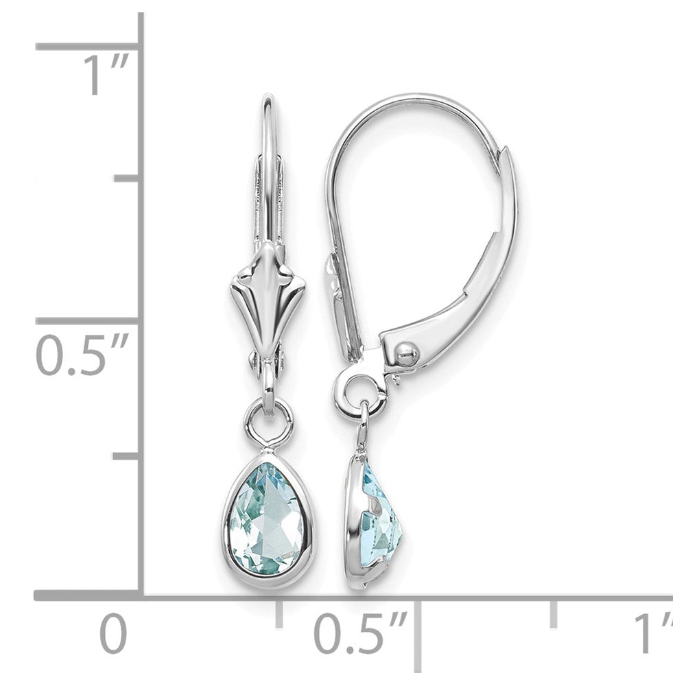 14k White Gold 6x4mm Aquamarine/March Earrings