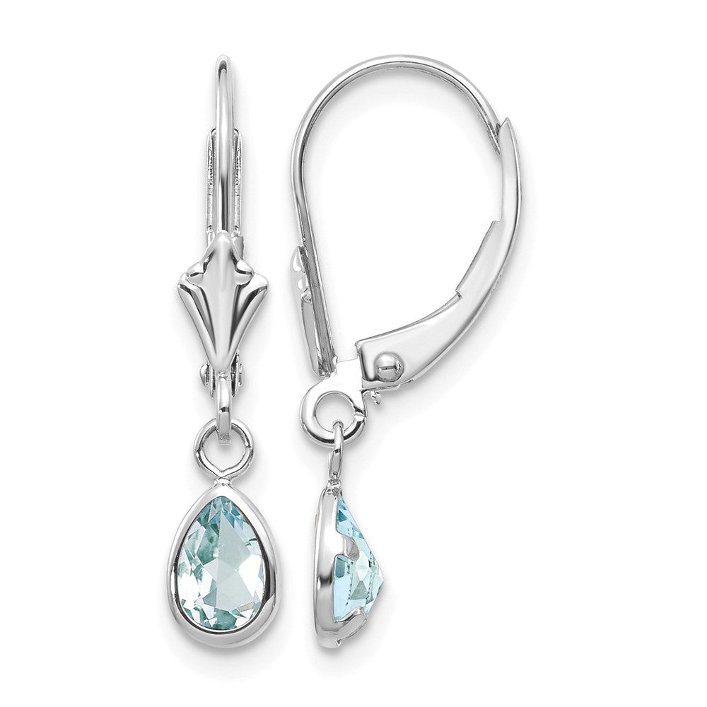 14k White Gold 6x4mm Aquamarine/March Earrings