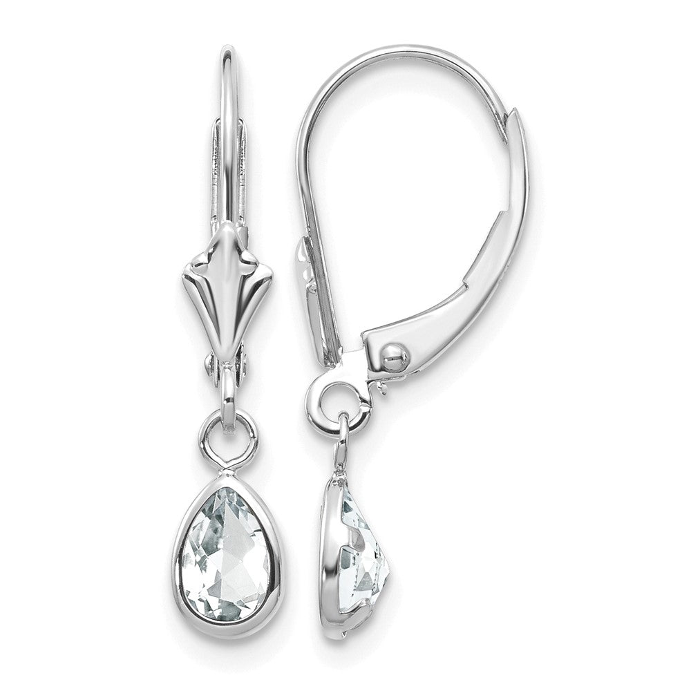14k White Gold 6x4mm White Topaz/April Earrings