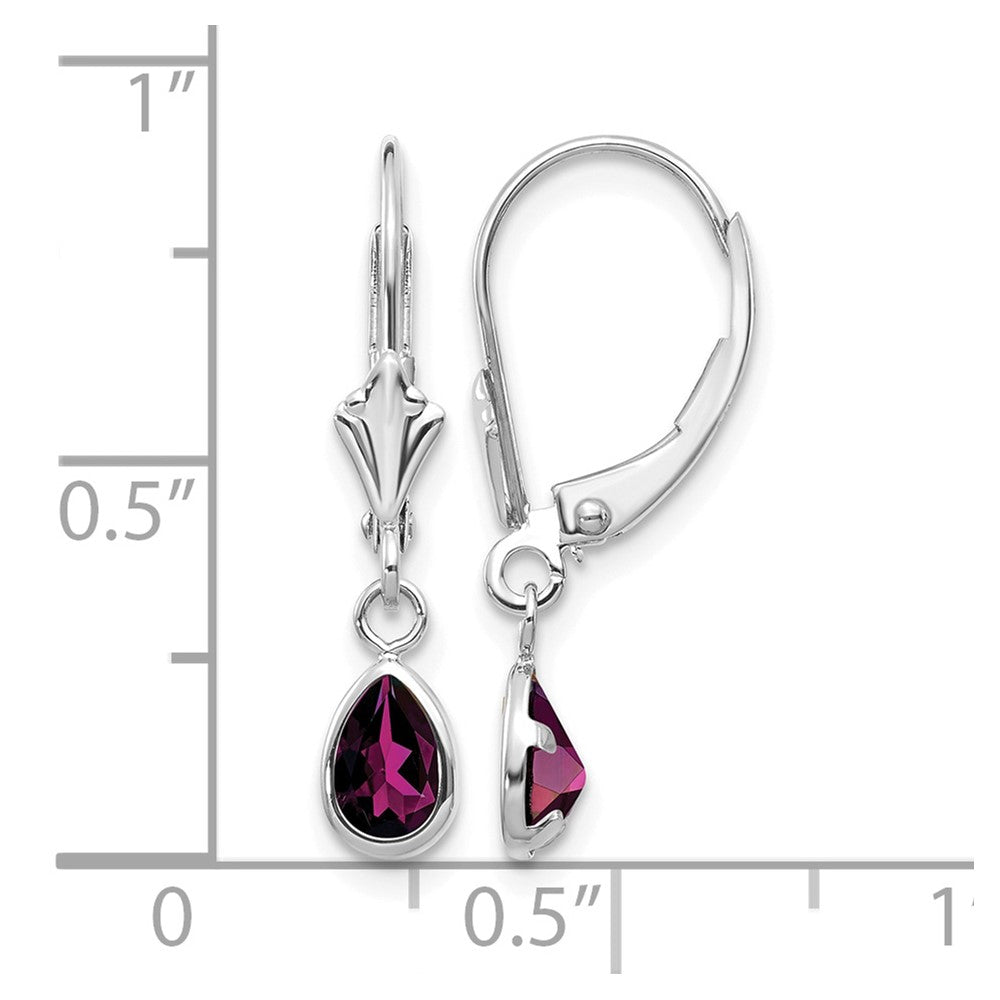 14k White Gold 6x4mm Rhodolite Garnet/June Earrings