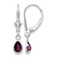 14k White Gold 6x4mm Rhodolite Garnet/June Earrings
