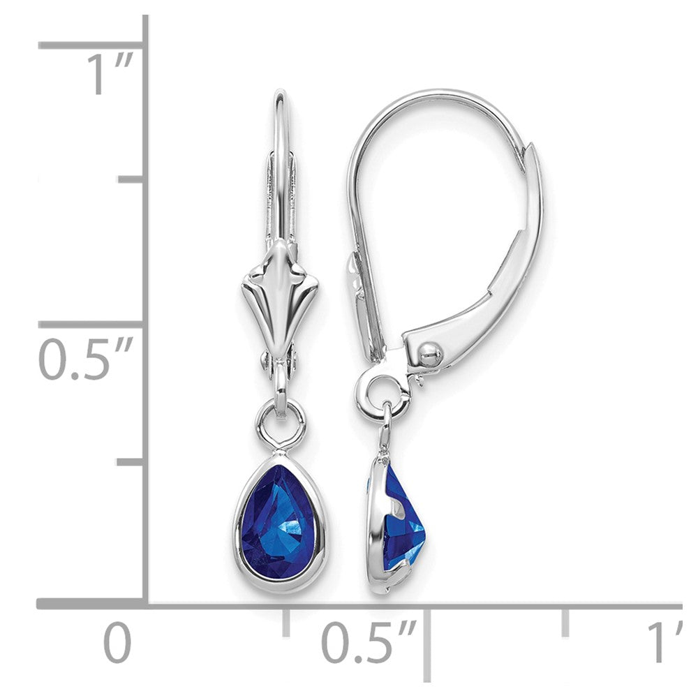 14k White Gold 6x4mm Sapphir/September Earrings