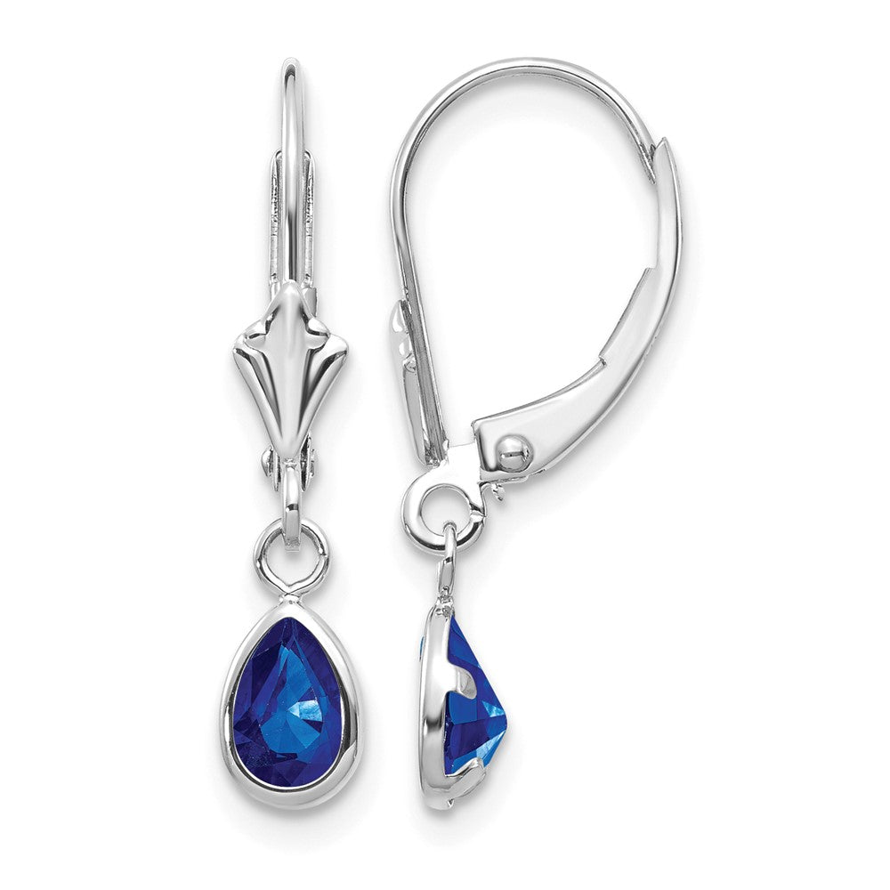 14k White Gold 6x4mm Sapphir/September Earrings