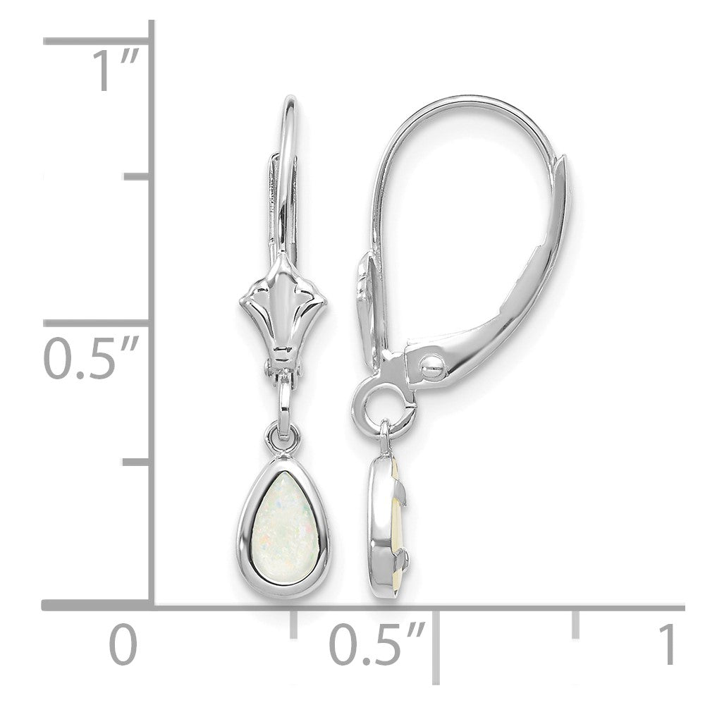 14k White Gold 6x4mm Opal/October Earrings