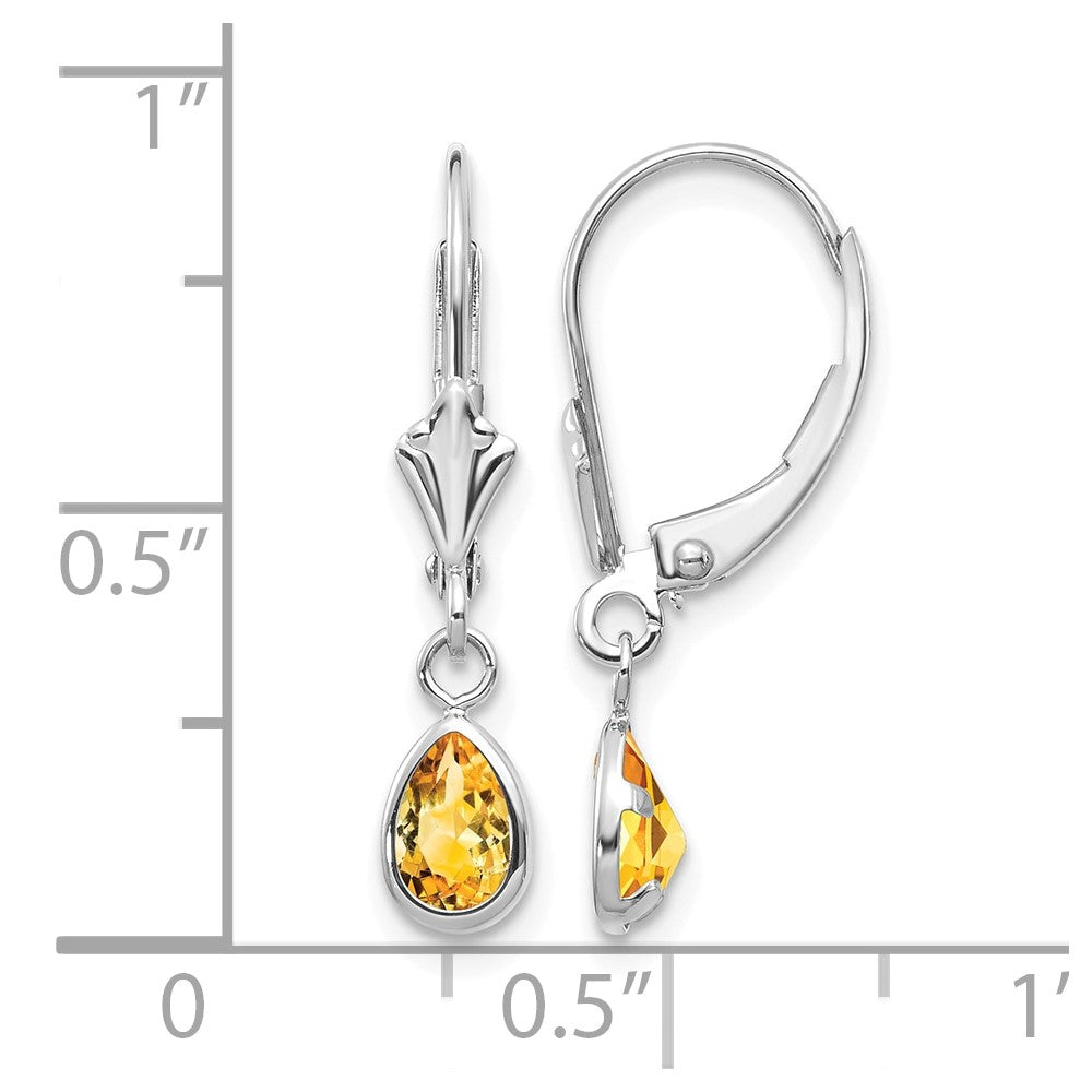 14k White Gold 6x4mm Citrin/November Earrings