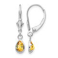 14k White Gold 6x4mm Citrin/November Earrings