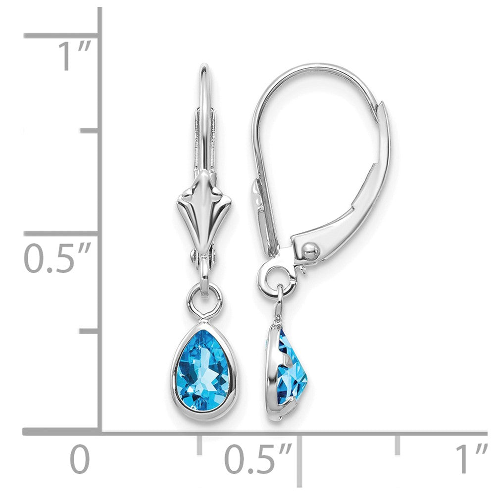 14k White Gold 6x4mm Blue Topaz/December Earrings