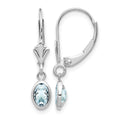 14k White Gold 6x4mm Oval Aquamarine/March Earrings