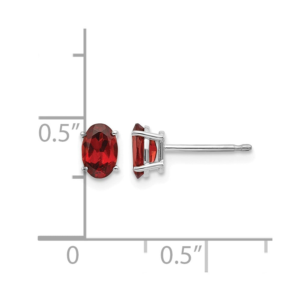 14k White Gold 6x4 Garnet Earrings