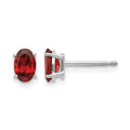 14k White Gold 6x4 Garnet Earrings