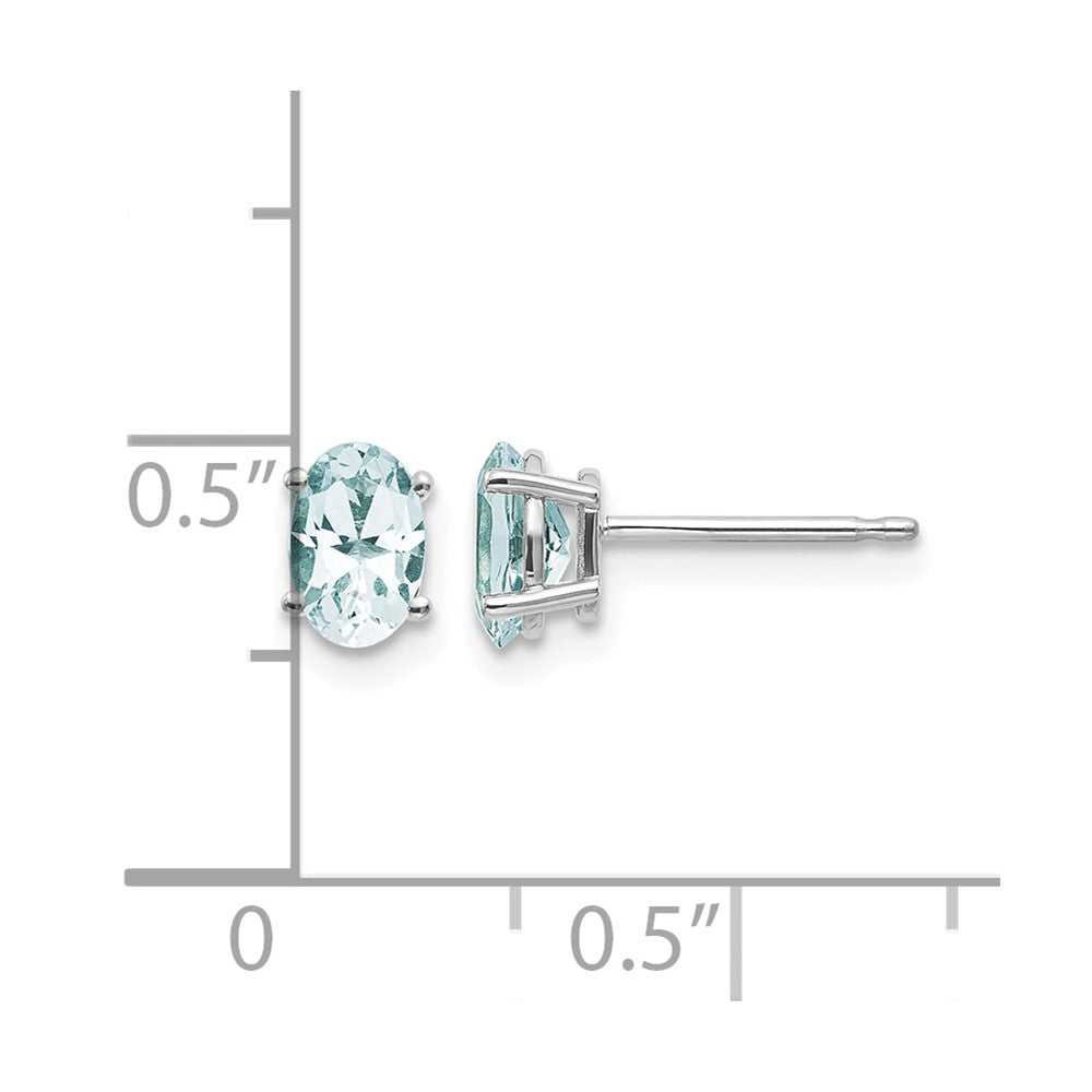 14k White Gold 6x4 Oval March/Aquamarine Post Earrings