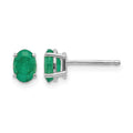 14k White Gold 6x4mm Emerald Earrings
