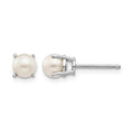 14k White Gold 4.5mm Round June/FW Cultured Pearl Post Earrings