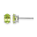 14k White Gold 6x4 Oval August/Peridot Post Earrings