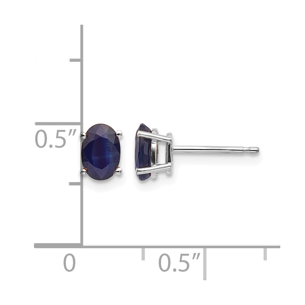 14k White Gold 6x4mm Sapphire Earrings