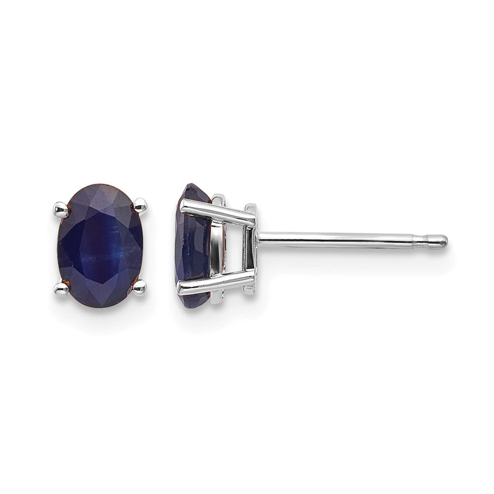 14k White Gold 6x4mm Sapphire Earrings