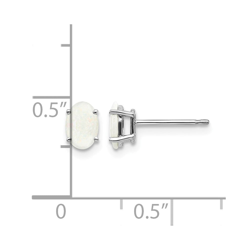 14k White Gold 6x4mm Opal Earrings
