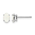 14k White Gold 6x4mm Opal Earrings