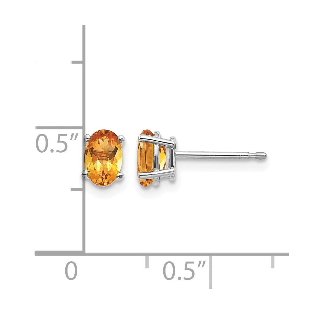 14k White Gold 6x4mm Citrine Earrings