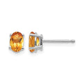 14k White Gold 6x4mm Citrine Earrings