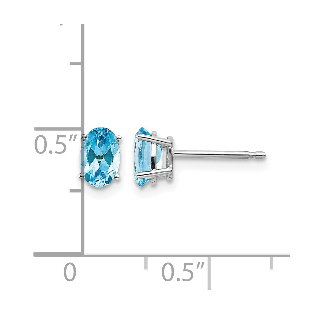 14k White Gold 6x4mm December/Blue Topaz Post Earrings