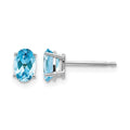 14k White Gold 6x4mm December/Blue Topaz Post Earrings