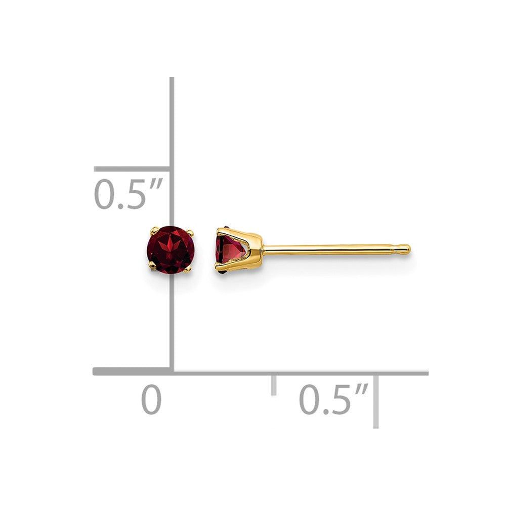 14k 3mm January/Garnet Post Earrings