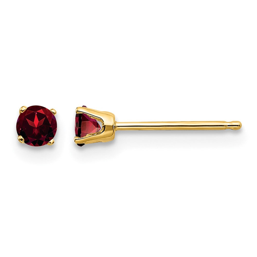 14k 3mm January/Garnet Post Earrings