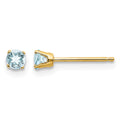 14k 3mm March/Aquamarine Post Earrings